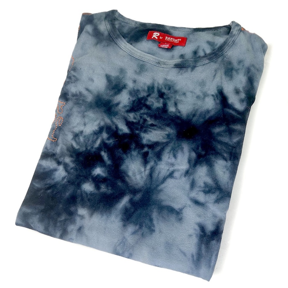 Vintage Black & Gray Tie-Dyed Designer T-Shirt from Japan